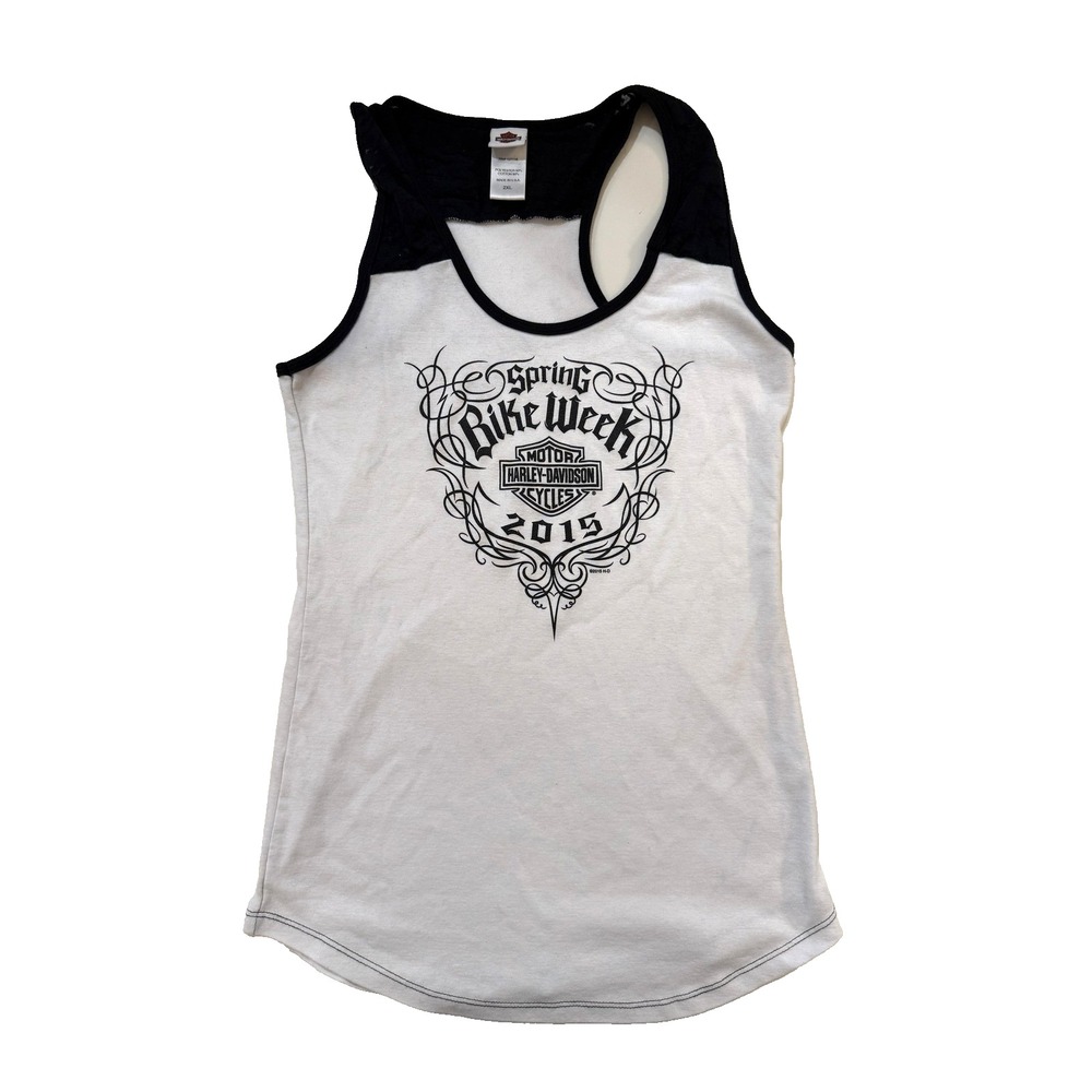 Harley-Davidson Tank Top Womens M White Bike Week Biker Y2K